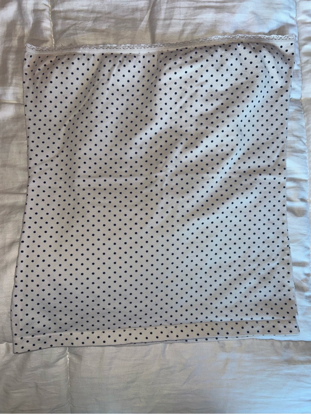 White Polka Dot Tube Top - Navy Dots